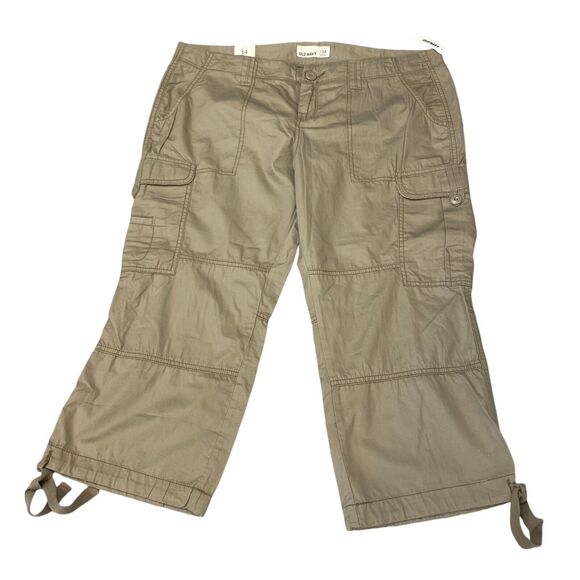 Old Navy Capri Pants Women's Size 14 Tan Wide Leg Low Rise Flat Front Outdoor - Picture 2 of 16